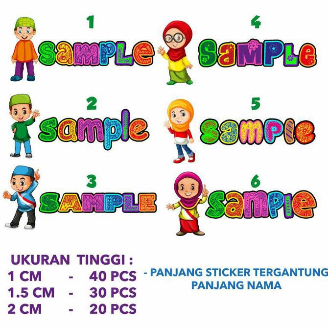 

STIKER LABEL NAMA TAHAN AIR/STICKER WATERPROOF CUTOUT - MUSLIM KIDS MURAH