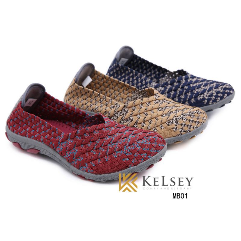 Kelsey Slip On Rajut Wanita MB01 Flats Shoes Rajut anyaman Women Shoes
