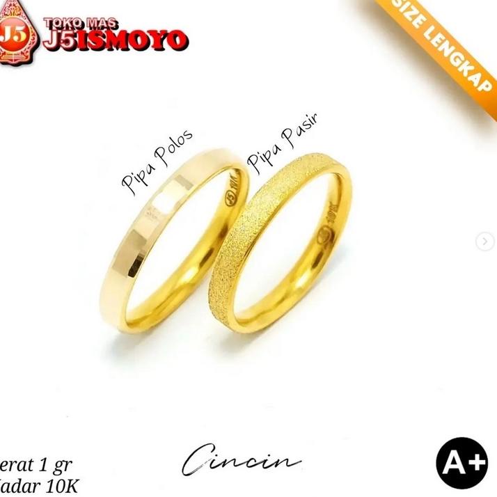 COD Cincin Emas Pipa Polos Dan Pipa Pasir TM Pria/Wanita (Bisa Buat Wedding) J5 Ismoyo (ART. F8739)