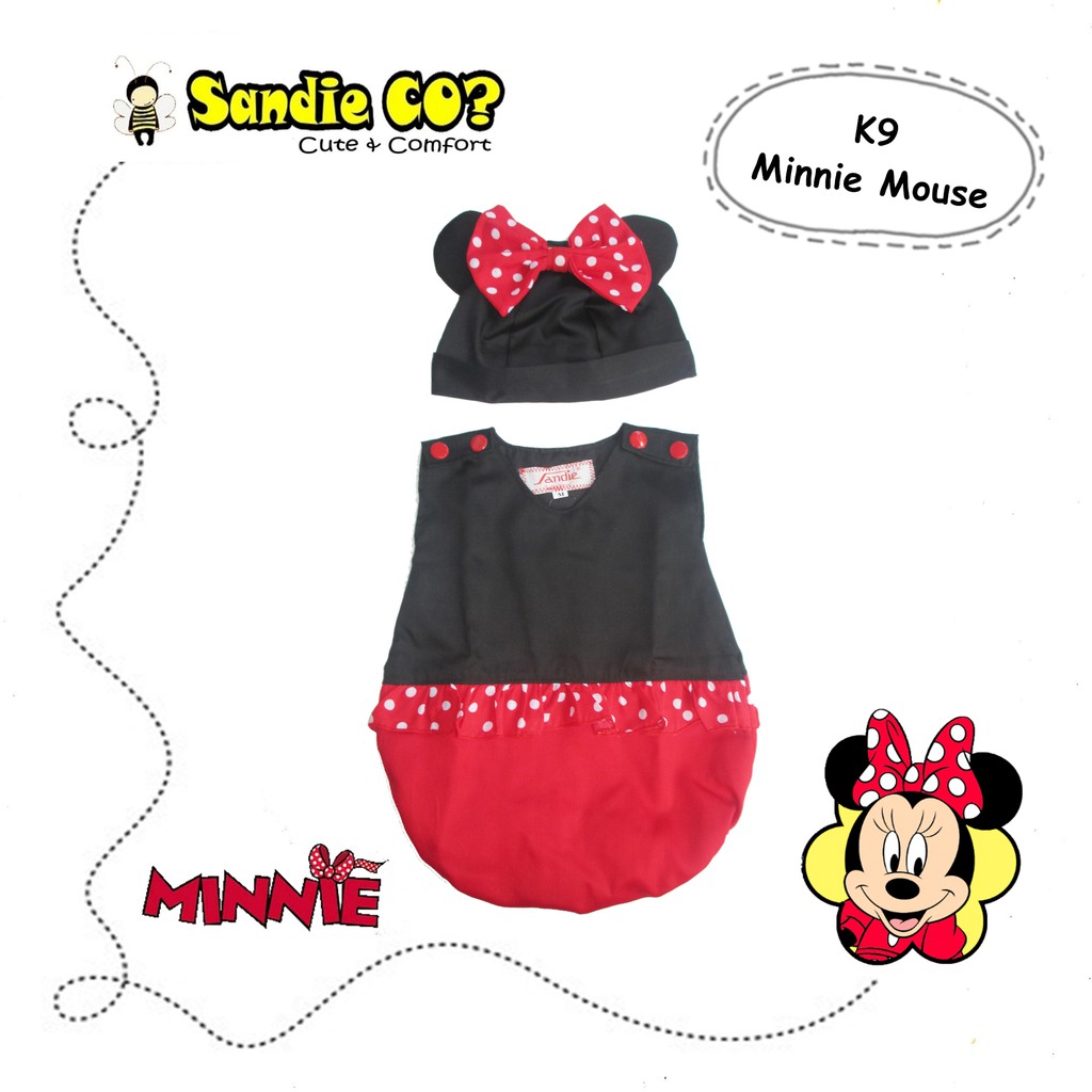  Baju  Dress Bayi  cantik Kostum Minnie Mouse Jumper Karakter 