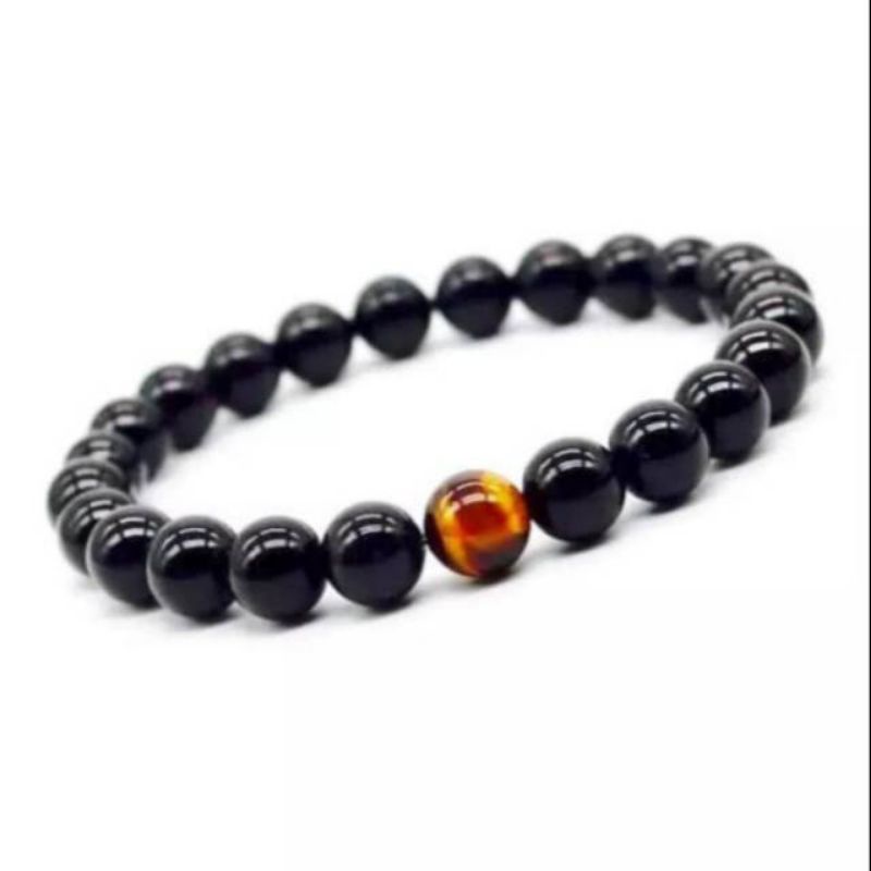 GELANG BATU BLACK ONYX MATA TIGER EYE