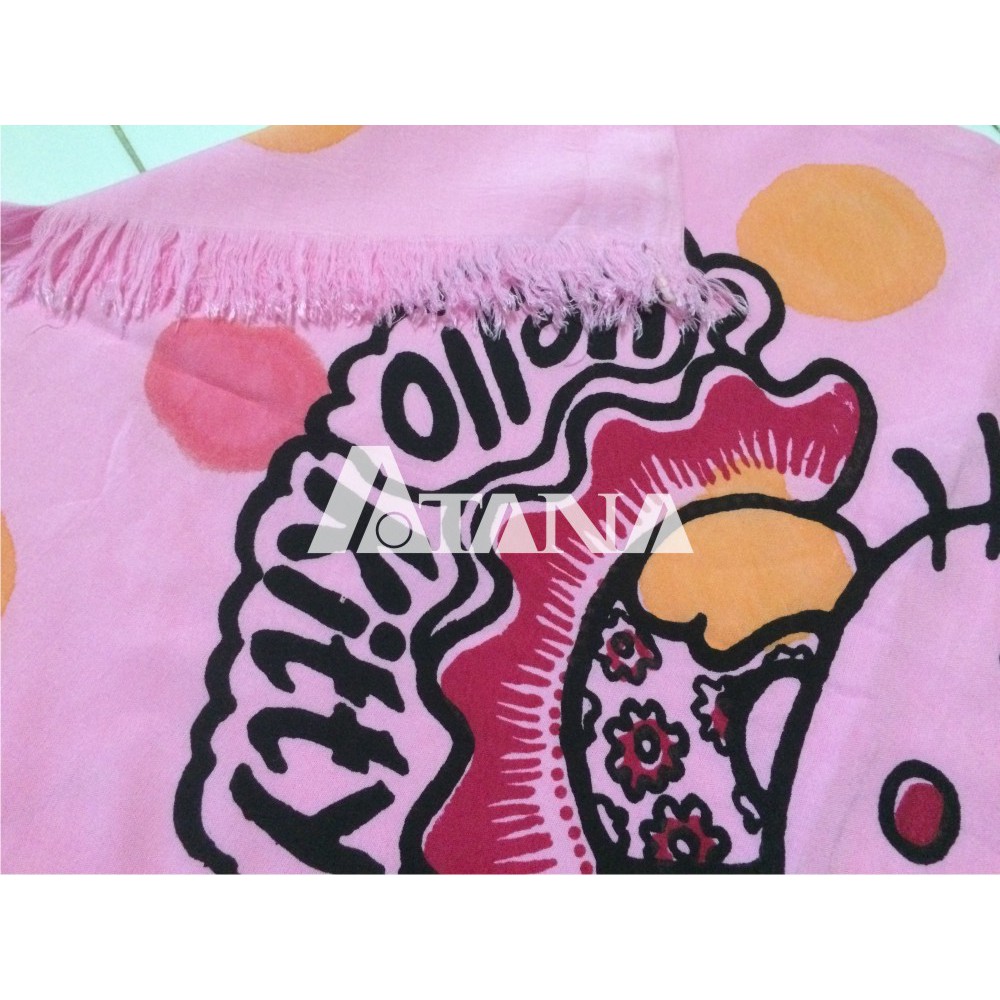 Kaos Rumbai Motif Hello Kitty Babol Warna Pink All Size