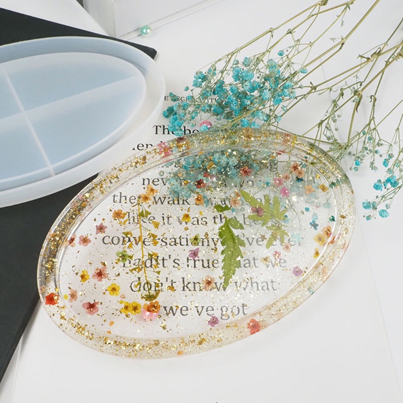 SIY  Oval Tray Crystal Epoxy Resin Mold Fruit Plate Storage Box Silicone Mould DIY Crafts Decorations Ornaments Casting Tool