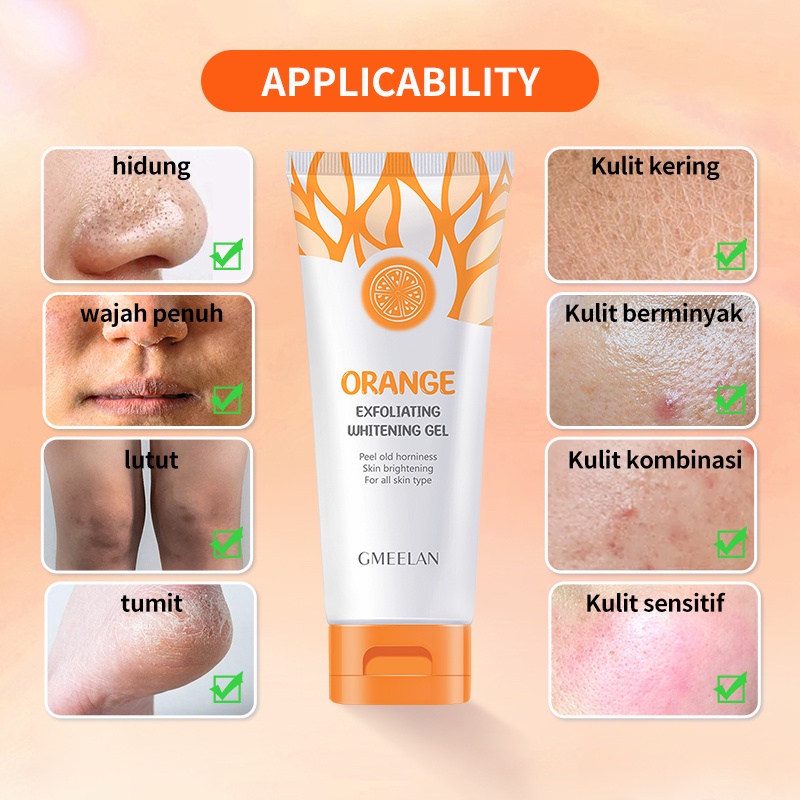 GMEELAN SET Orange Exfoliating Gel Facial Glowing Blackhead Cleaner Body Exfoliating 1Menit