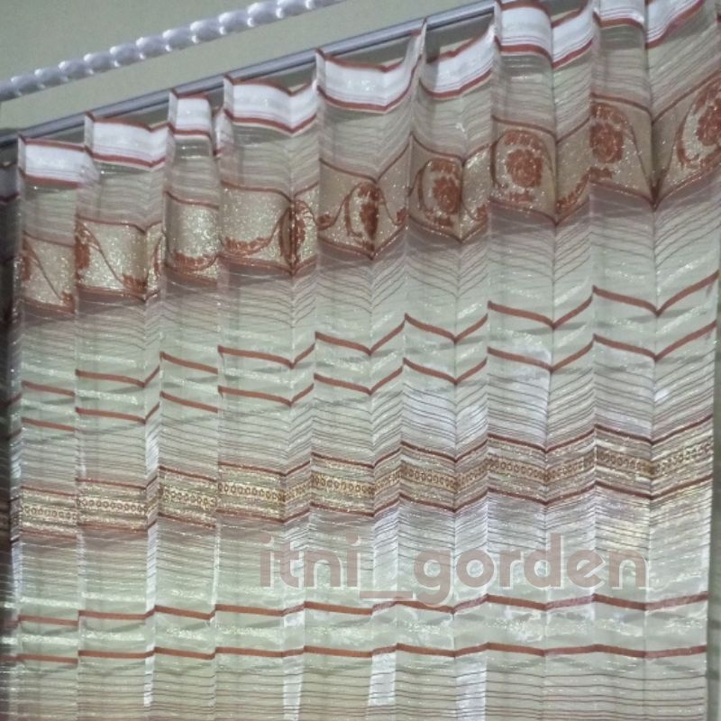 ITNI Vitrase Gorden Import Transparan Motif Bordir Untuk Daleman Gorden / Puring Gorden T150cm T200cm T250cm L100cm L200cm