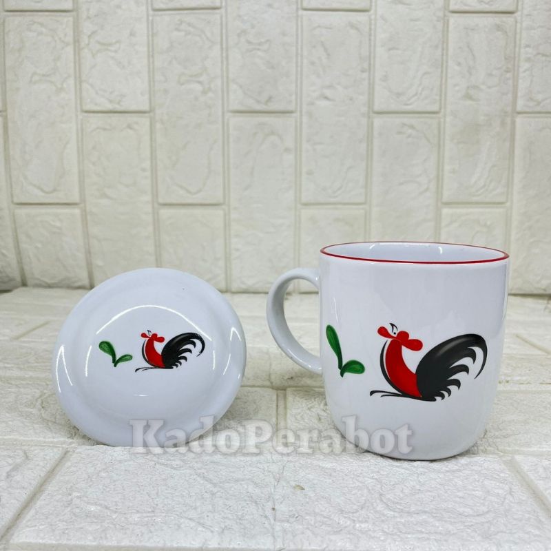 Mug Motif Ayam Jadul - Cangkir Cantik Cocok untuk Hadiah-Gelas Keramik