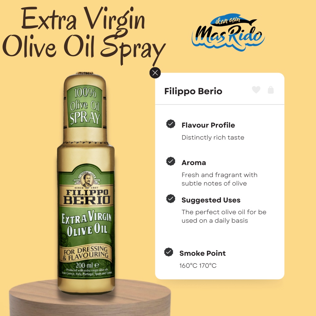 

Minyak Zaitun Olive Oil Spray Extra Virgin Olive Oil Filippo Berio 200Ml