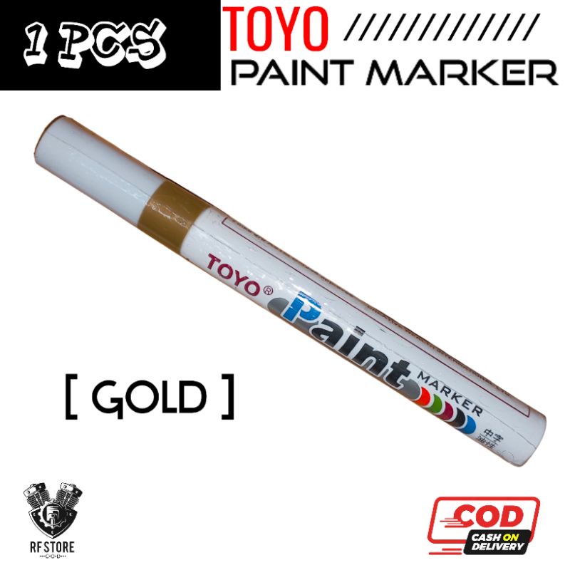 

Spidol permanen Toyo paint/ warna gold/ 1 pcs/ Spidol serbaguna/ Spidol ban/ RF Store
