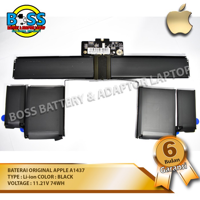 Baterai Original A1437 A1425 MacBook Pro Retina 13" 11.21V 74WH