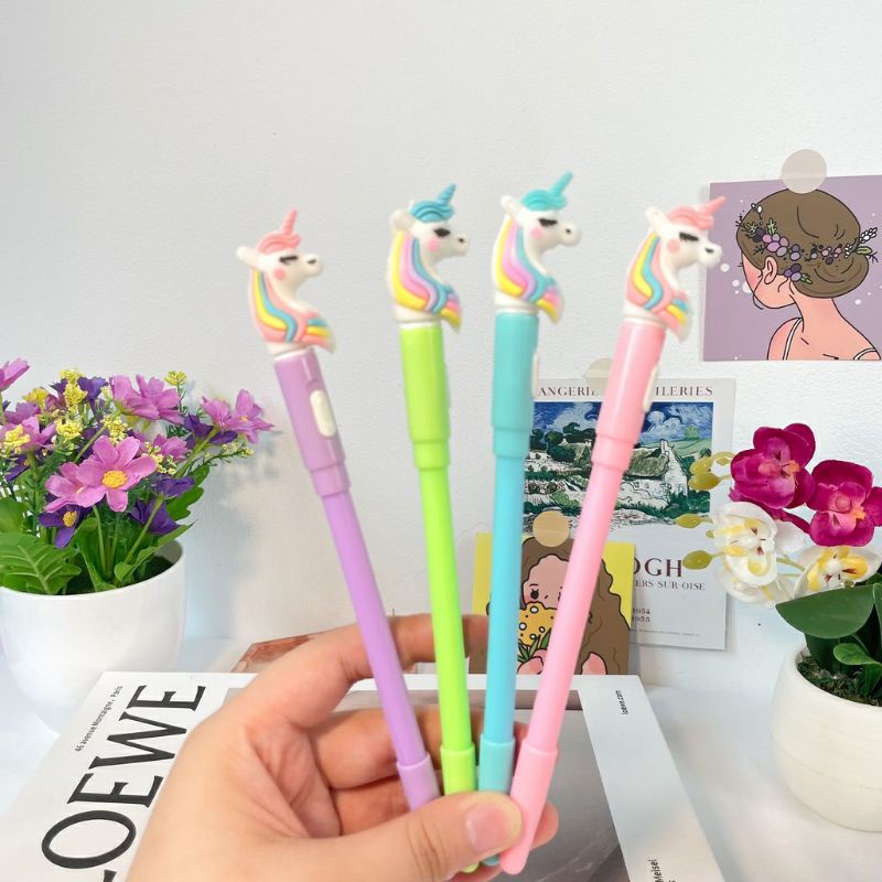 Pen pena pulpen ballpoint bolpoint unicorn dengan lampu led pulpen lucu / pulpen murah