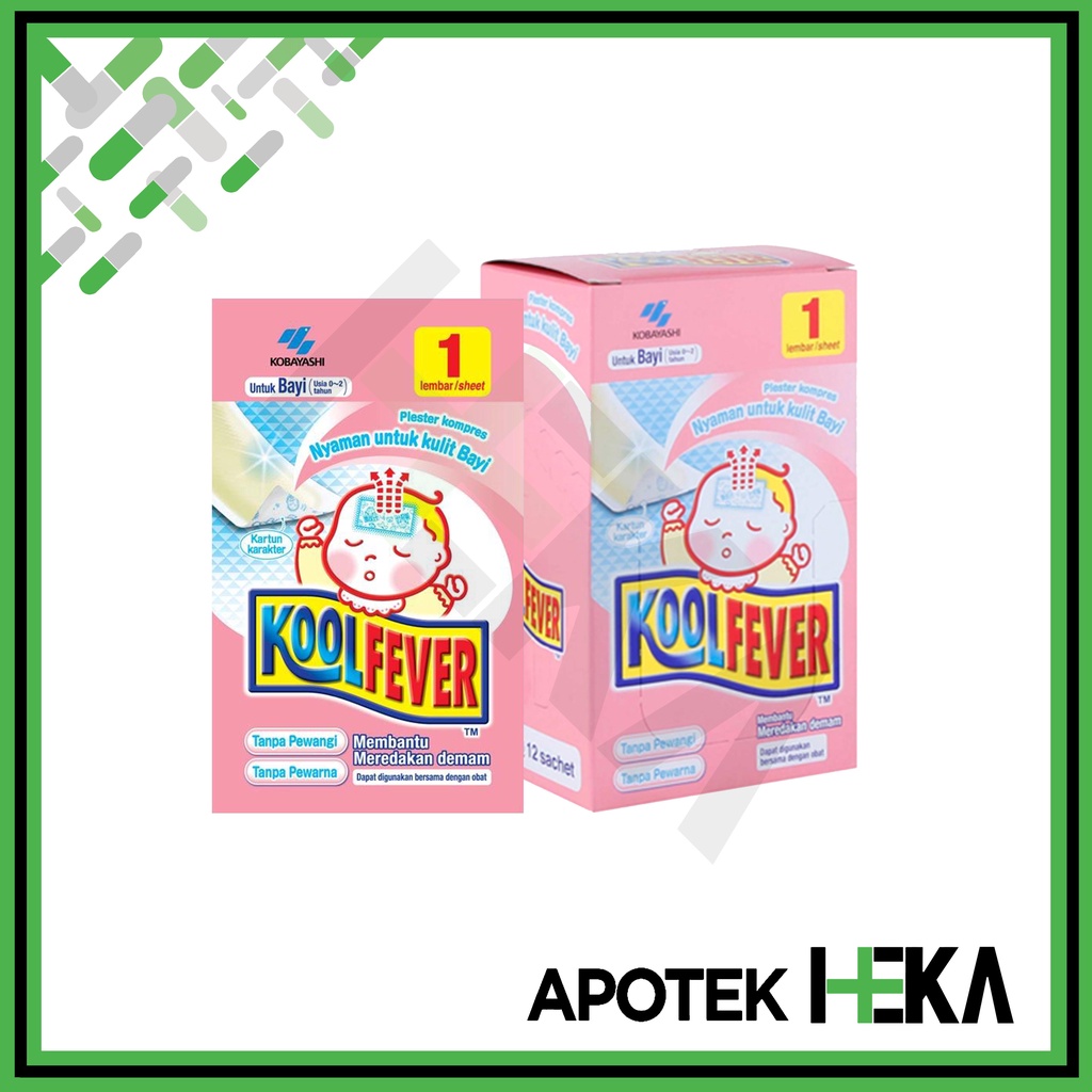 Koolfever Plester Kompres Demam Bayi Box 1x12 Sachet Pink Kartun Baby (SEMARANG)