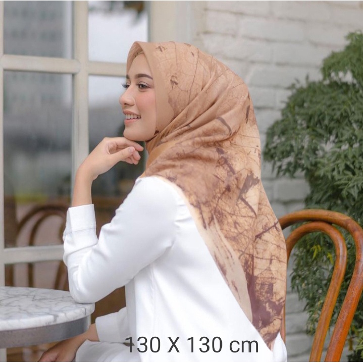 Diskon!! Hijab Voal Syar'i Ukuran 130 x 130 Jilbab Segiempat Syar'i Jumbo Kerudung Voal Motif Teak Series