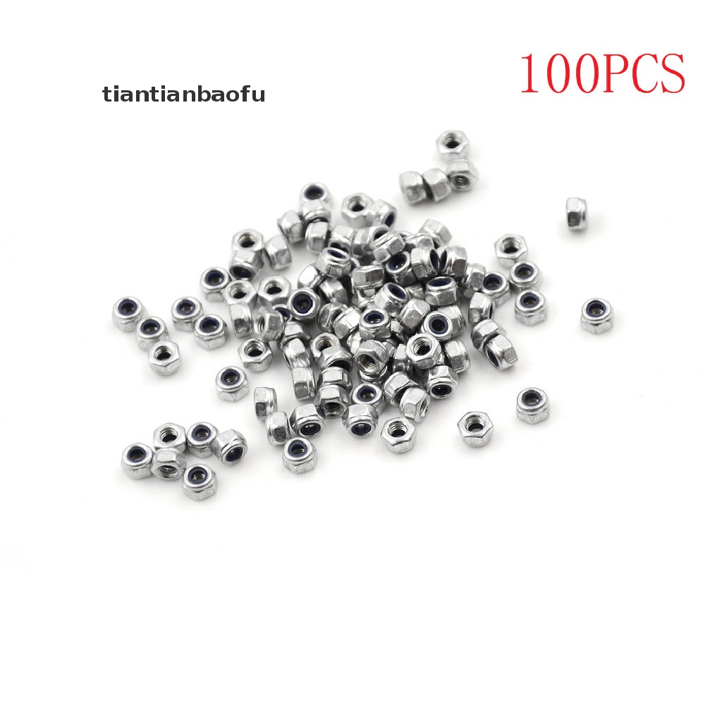 100pcs M3X0.5Mm Nylocking Nuts Bahan Nylon Stainless Steel