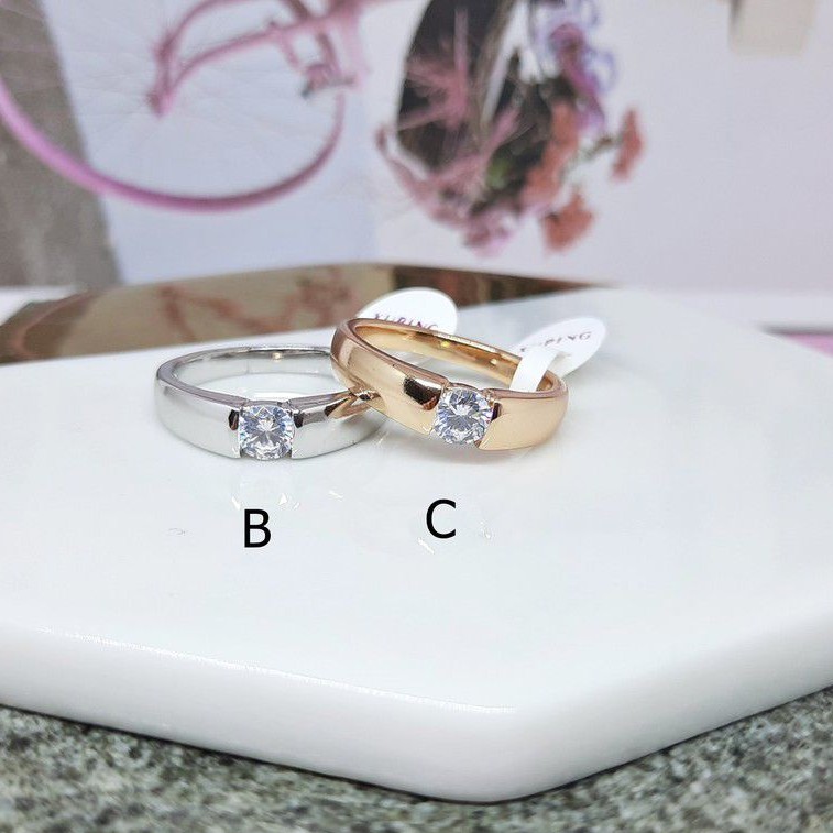 Cincin Silver Free Size Lapis Emas Putih Pria Kawin Tunangan - BR174