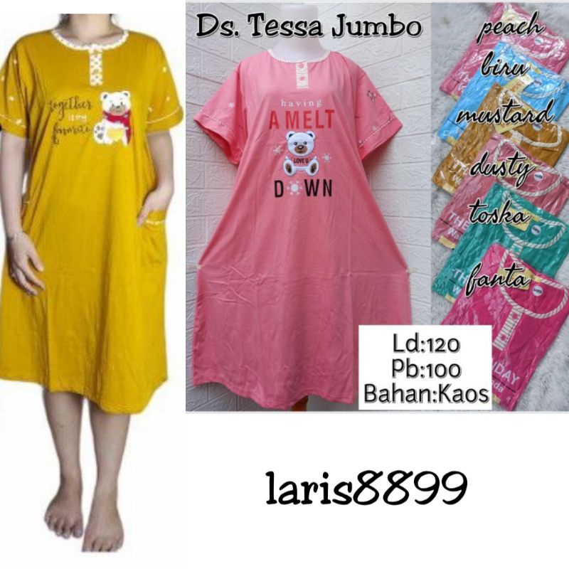 Daster Wanita Tessa fit L.XXL - Baju tidur Daster Kaos Tesa Goodquality