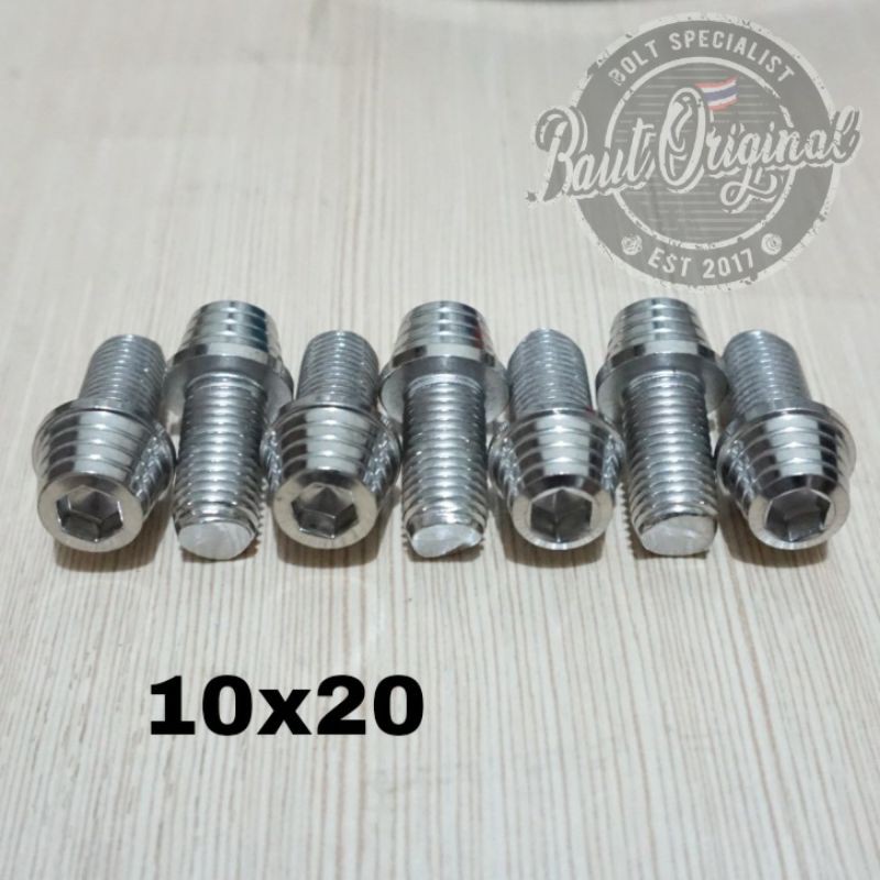 Baut probolt kerucut silver 10x20 drat 14 panjang 2cm heng thailand harga satuan