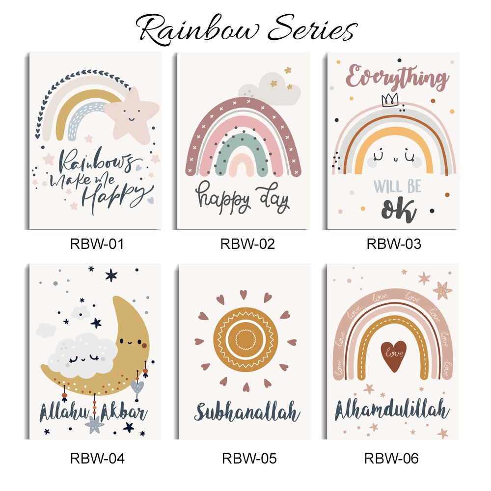 Hiasan dinding kamar anak Poster Pajangan dinding Rainbow Pelangi Walldecor Islami