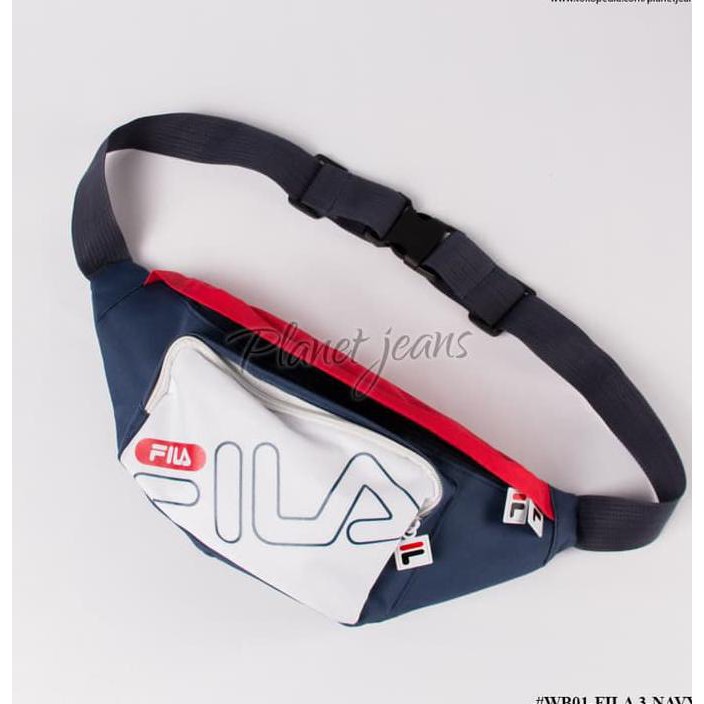 Waist Bag Fila pria wanita bum waistbag tas selempang sling Navy Putih