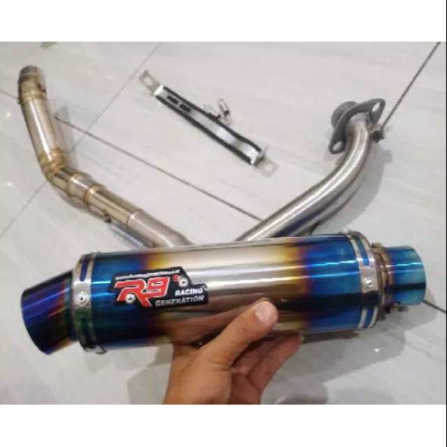 Knalpot R9 Mugello Fulsystem Vixion CBR Sonic Satria f Bison Tiger Scorpio Mp Verza