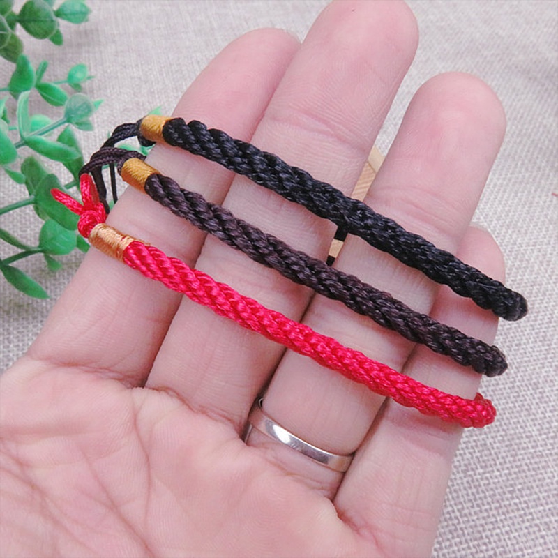 1pc Gelang Tali Handmade Warna Merah Untuk Pasangan