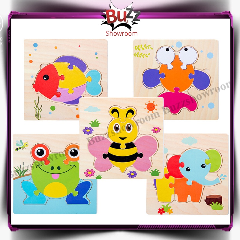 Jigsaw Puzzle Kayu 3D Timbul Wooden Mainan Edukasi Anak montessori