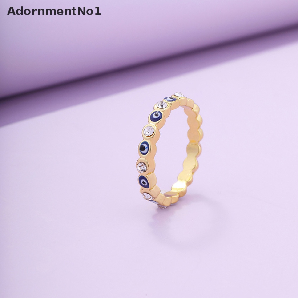 (AdornmentNo1) Ins Cincin Gaya retro Motif Mata Aksen Berlian Biru Untuk Perhiasan Wanita