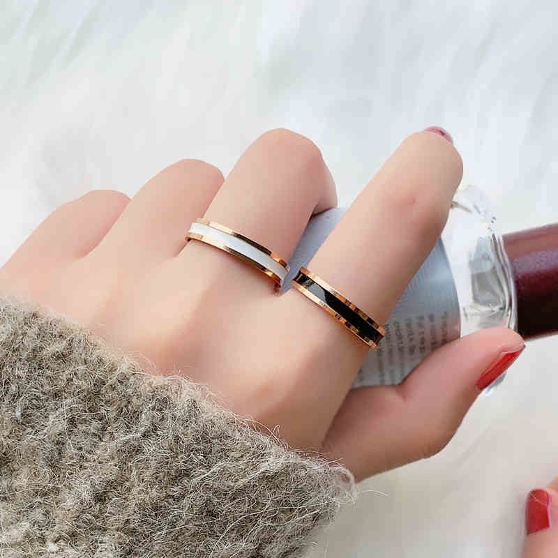 Cod Ring Titanium Pria Wanita Gold Hitam Anti Karat -Gold Black