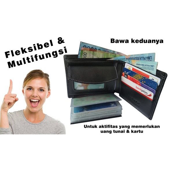 Dompet Lipat Pria Kulit asli  / dompet kartu kulit asli / Dompet 2 in 1 /  Card Holder Kulit Sapi Premium