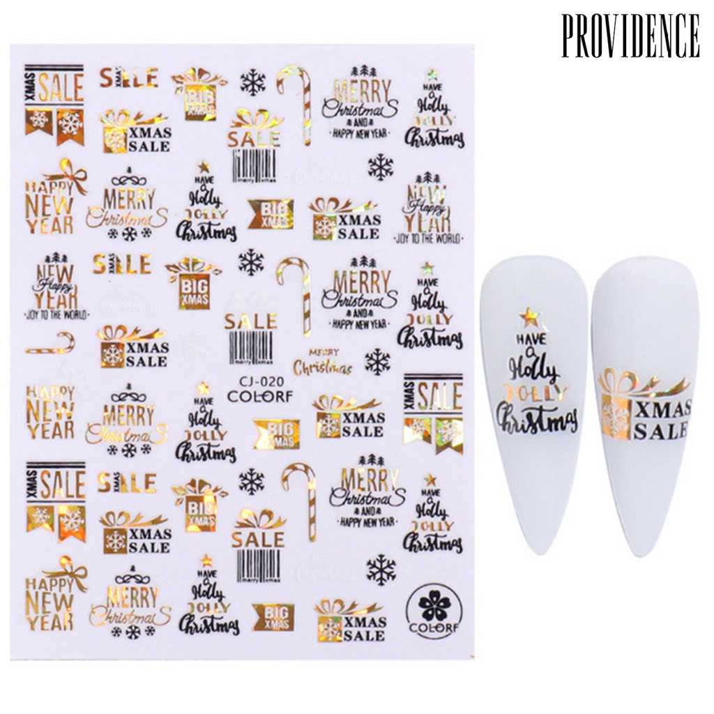 Providence 3pcs / Set Stiker Kuku Motif Natal 3d Warna-Warni Untuk Manicure / Nail Art