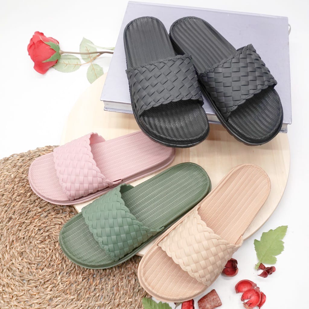 SANDAL Wanita Sandal Slip On bahan EVA/Karet tidak licin simple kekinian korean termurah UK 30-35 BC-046