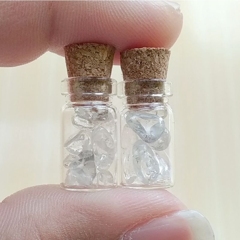 Paket 2 Botol Hiasan Kaca Batu Natural Crystal Quartz Kecil Mini