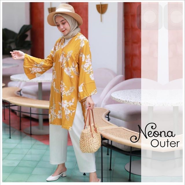 Neona Outer Cardigan Katun Rayon Motif Bunga