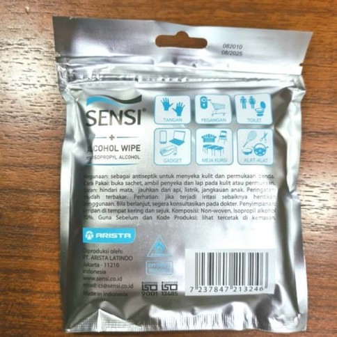 Sensi Alcohol Wipes 70% Isopropyl Alcohol / Tisu Basah Alkohol isi 10