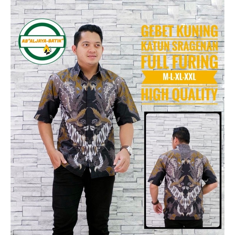 KEMEJA BATIK GEBET KUNING FULL FURING KATUN HALUS SIZE S-XXXL HIGH QUALITY