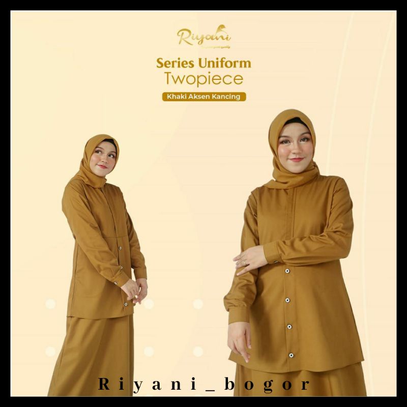 GAMIS KERJA KHAKI AKSEN KANCING MERK RIYANI SERAGAM KERJA WANITA PNS DINAS