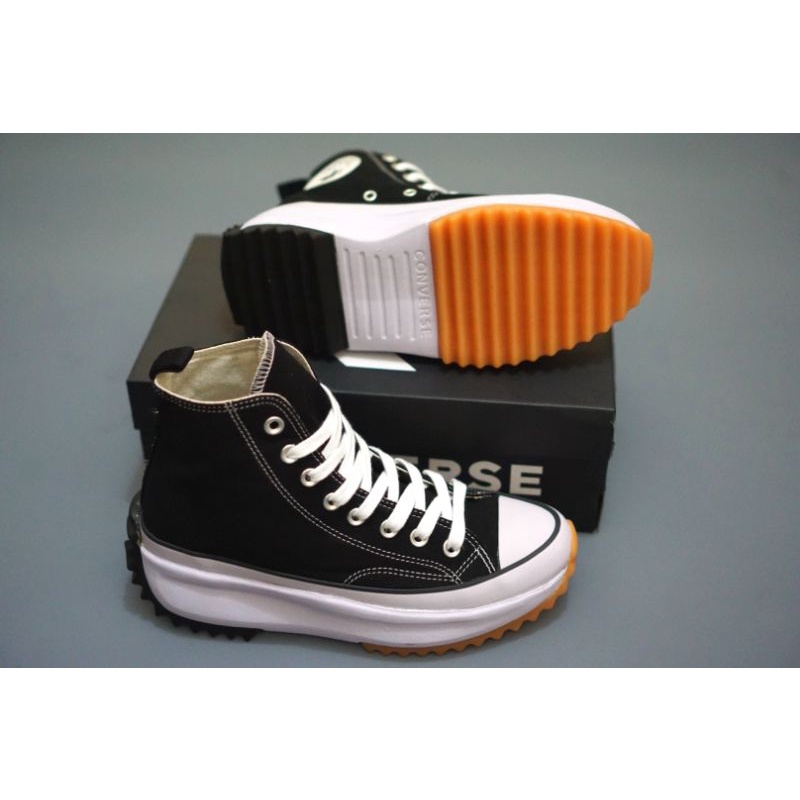 Sepatu Converse Run Star Hike 70s High Sneakers Wedges Wanita-Hitam tinggi