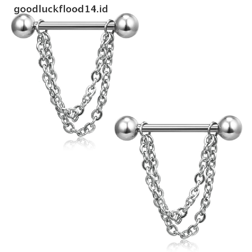 [OOID] 16Pcs/Set Bar Ring Stainless Steel Crystal Nipple Rings Body Piercing Jewelry ID