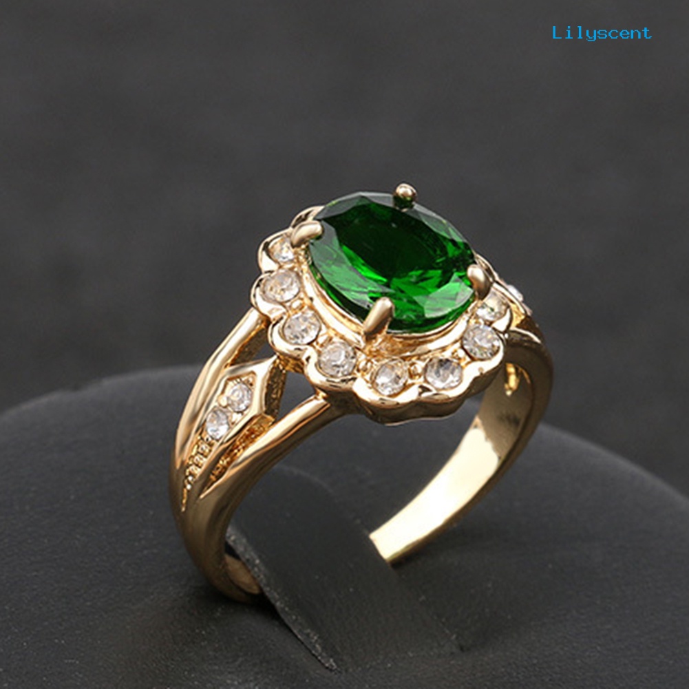 Ls Cincin Wanita Hias Emerald + Berlian Imitasi Gaya Vintage Untuk Pesta / Club / Hadiah