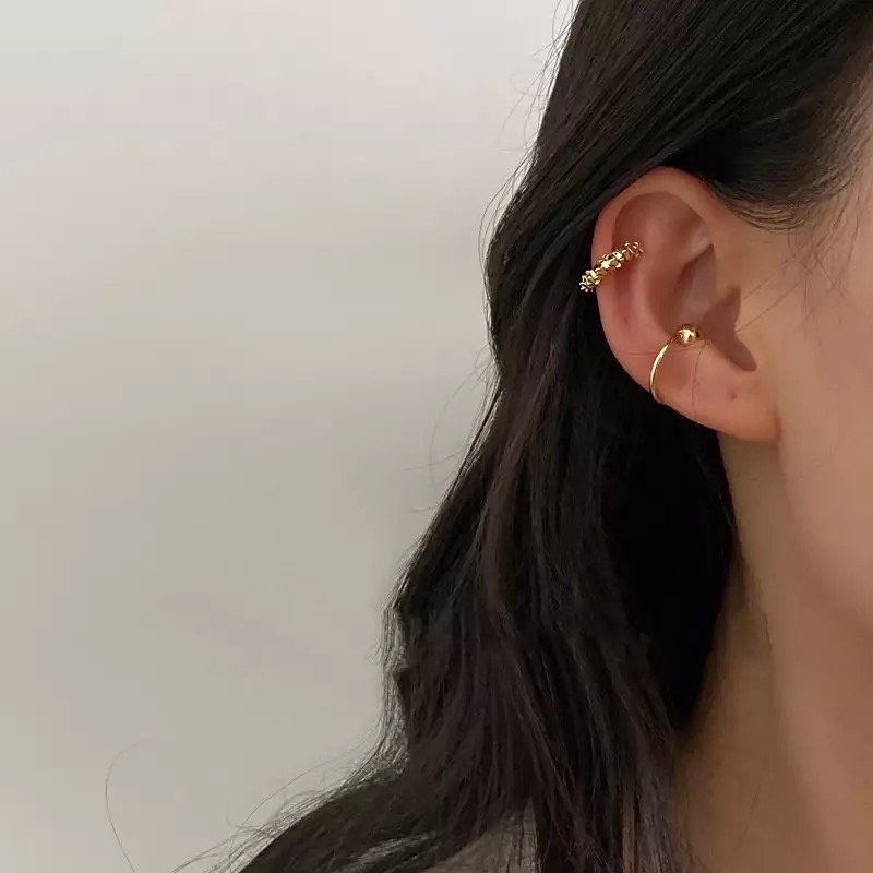 Ark.co - FIG earcuff anting cepit klip brittle gold asimetris minimalis