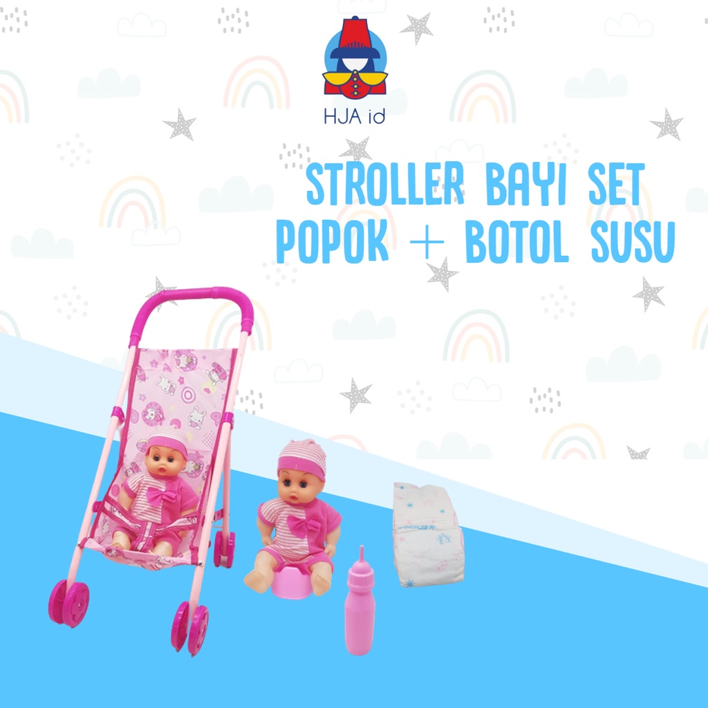 MAINAN ANAK PEREMPUAN MAINAN BONEKA BAYI STROLLER MAINAN DORONG BONEKA BAYI STROLER