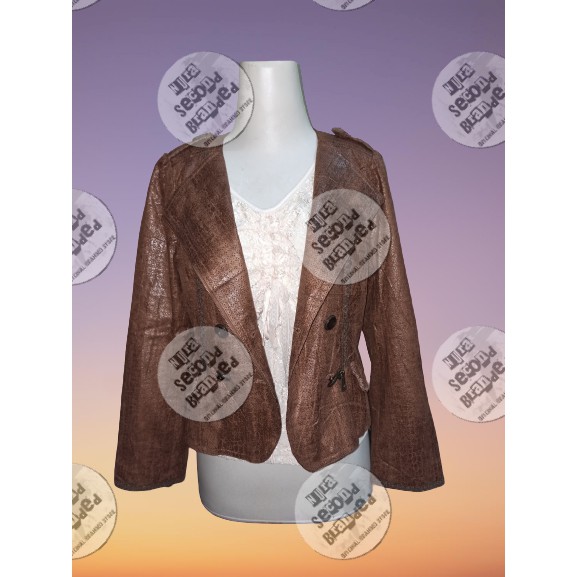 Baju Jaket Blazer Model Kulit Wanita dan Tanktop Cewek Axes Femme Set Preloved