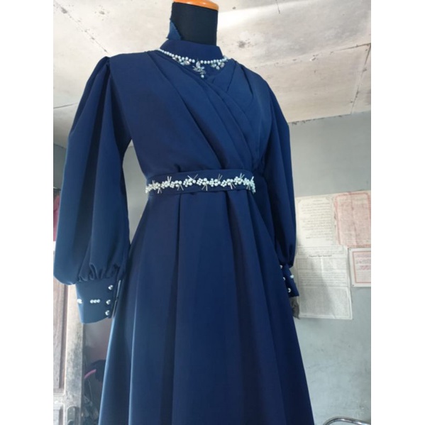 Gaun Muslimah Hitam Elegan 1 Terbaru 2022/Dress Kondangan/pesta/Muslim/Dres perempuan Unisex/Wanita/