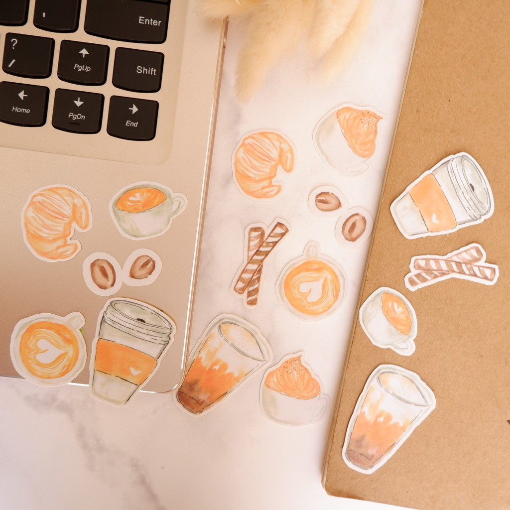 

Pretty Memoir Coffee-Stiker Sticker Motif Lucu Journal Bujo Scrapbook Diary DIY Laptop HP Waterproof