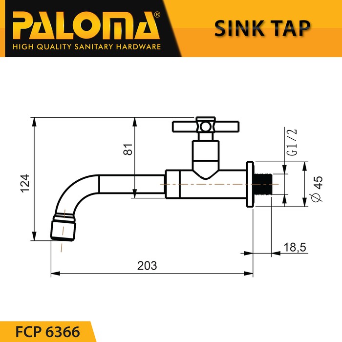 PALOMA FCP 6366 Keran Wastafel Sink Cuci Tangan Dapur Tembok Kran Air