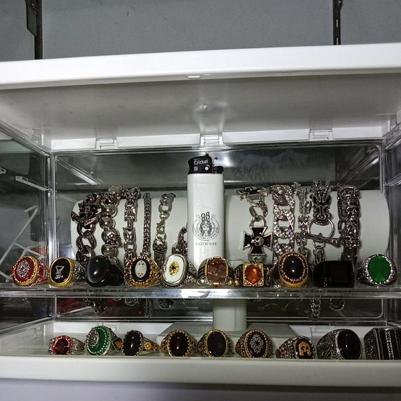 Cincin pria batu hitam super luxury men black stone ring skull punk style