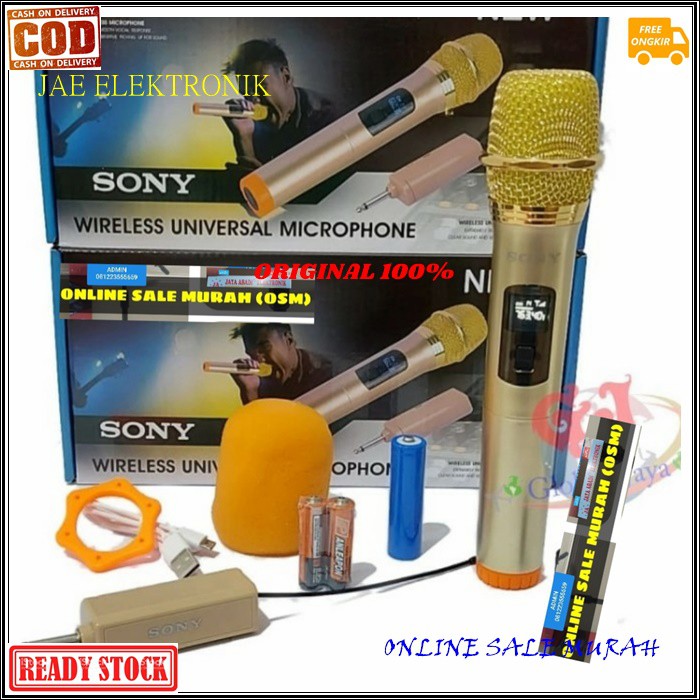 G492 SONY MIC WIRELESS MICROPHONE CAS CASAN BATERAI CHARGER UHF MIK KARAOKE Mic single pro vocal vokal suara audio sistem mik professional panggung dj studio sound system  Deskripsi Mic wireless Sony 1 pcs mic pegang 1 pcs transmitter/receiver 1 pcs kabel