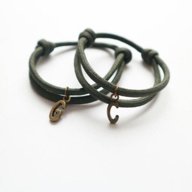 PARACORD ARMY (gelang unisex/ gelang couple/ gelang huruf/ gelang inisial)