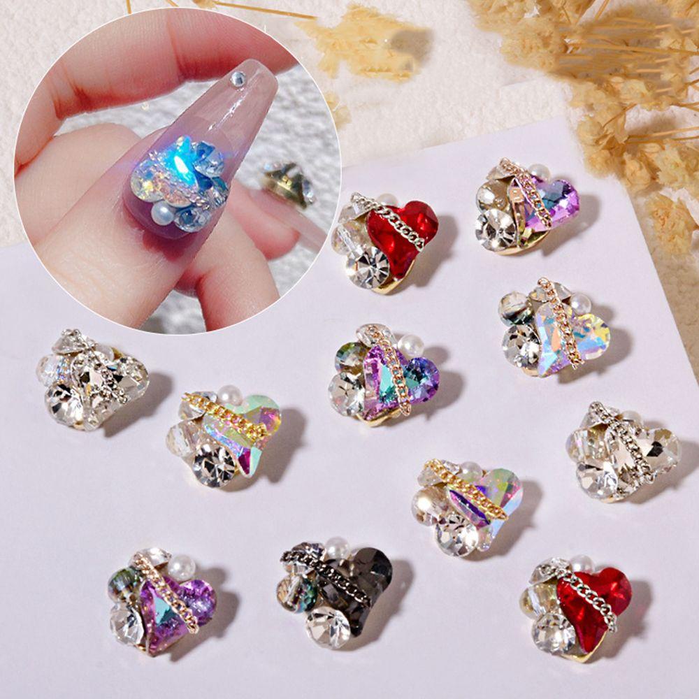 Preva Hiasan Nail Art Fashion Rantai Logam Halus Love Hati