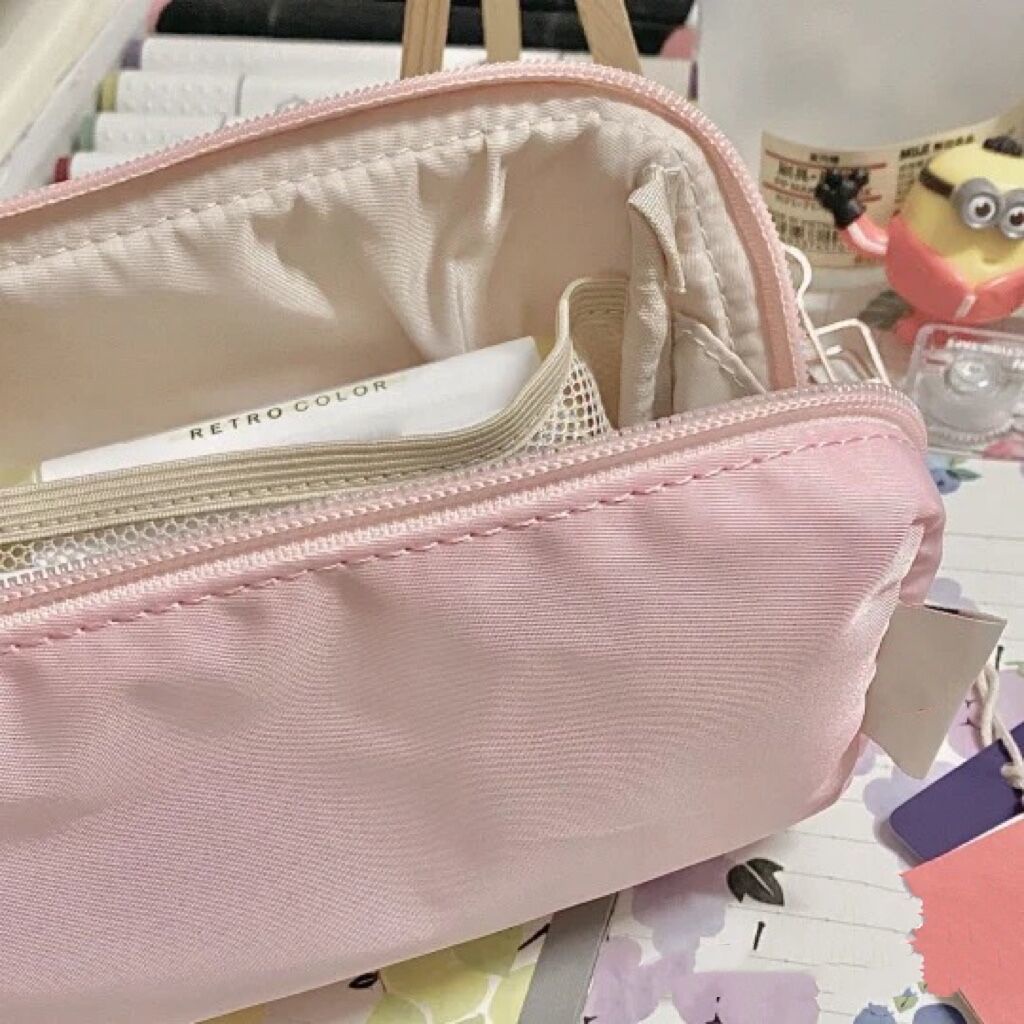 Sera Tempat pensil ceruk tidak mengenai warna solid warna sederhana kapasitas besar tahan air tas alat tulis lembut tas penyimpanan mahasiswa multi-fungsional