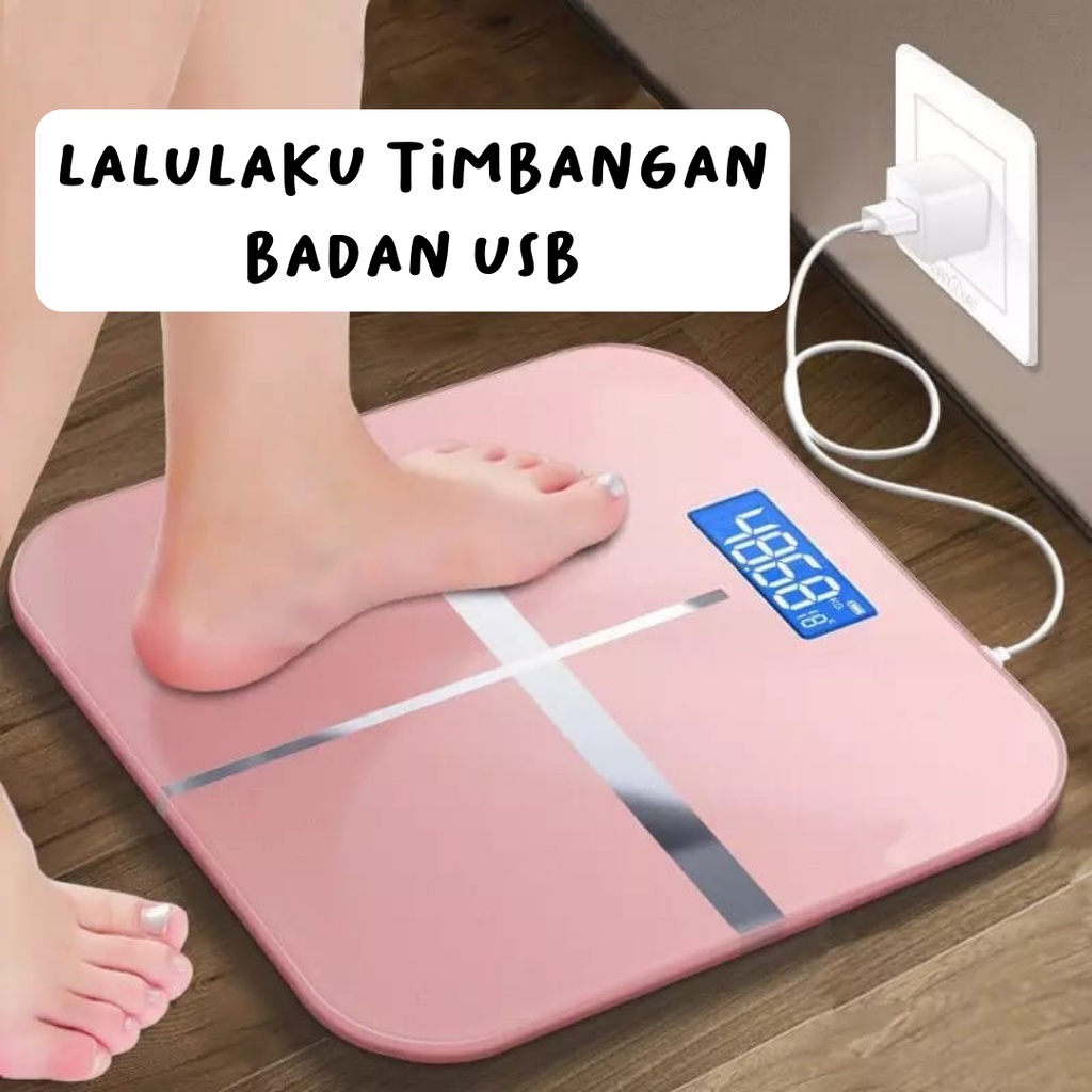 Timbangan Badan Digital With USB Charging ANTI PECAH